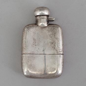 A English silver hip flask from Walker & Hall, Sheffield, England, early 20th century.