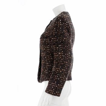 DONNA KAREN, a wool blend tweed jacket, size 48.