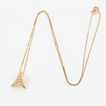 Pendant with chain, 18K gold set with brilliant-cut diamonds.