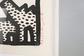 KEITH HARING, a litograph, signed A-P 6-8 K. Haring 3.82.