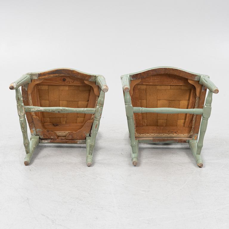 A set of five plus one Gustavian chairs, 18th/19th Century.