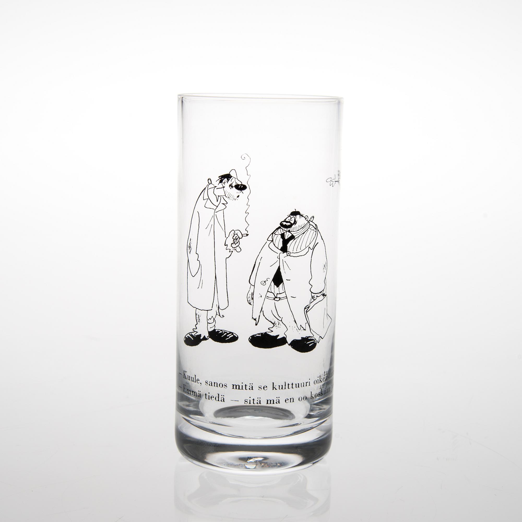 DRICKSGLAS, 6 st, med Kari Suomalainens skämtteckningar.