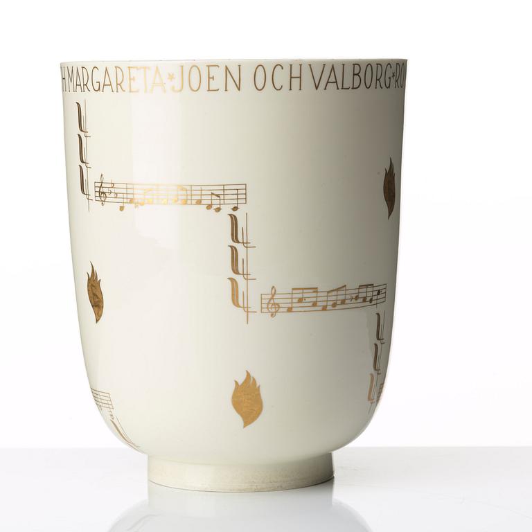 WILHELM KÅGE, a "Cintra" bone china vase, Gustavsberg, Sweden ca 1938.