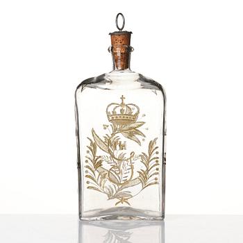 Plunta samt sex stycken spetsglas med Gustav IIIs monogram, Sverige, 1700-tal.