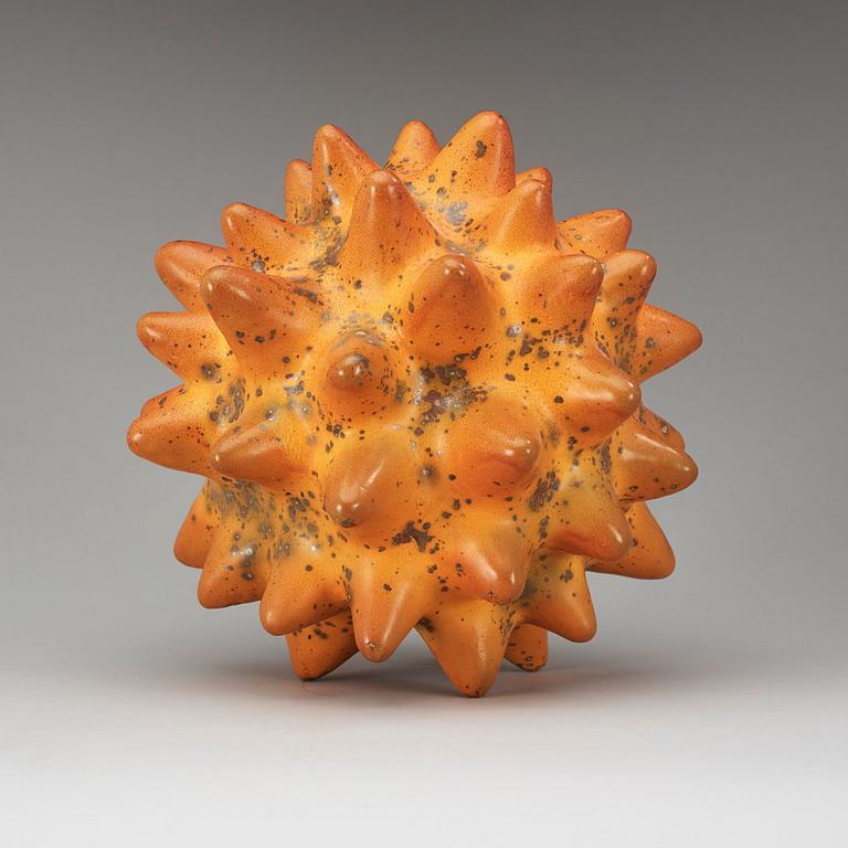 A Hans Hedberg faience sculpture of a sea urchin, Biot, France.