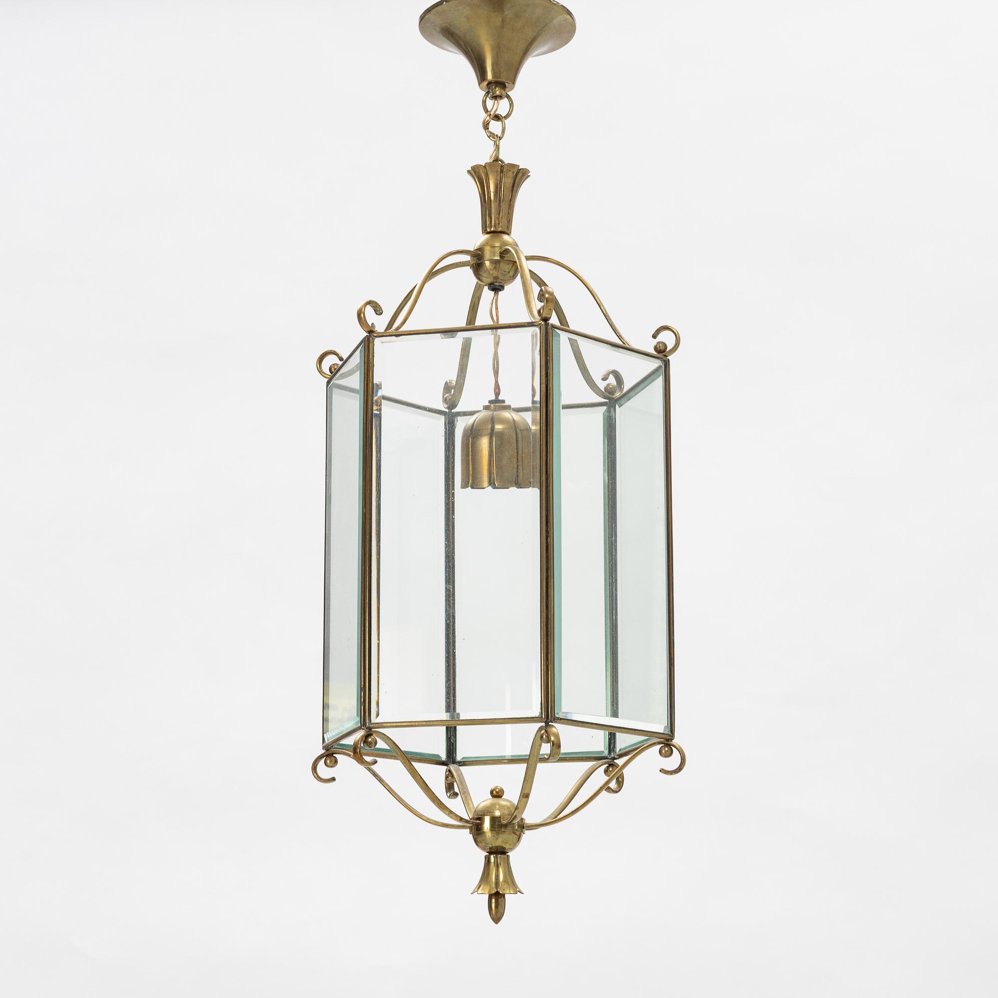 Brass and glass table lamp, 1900's.
