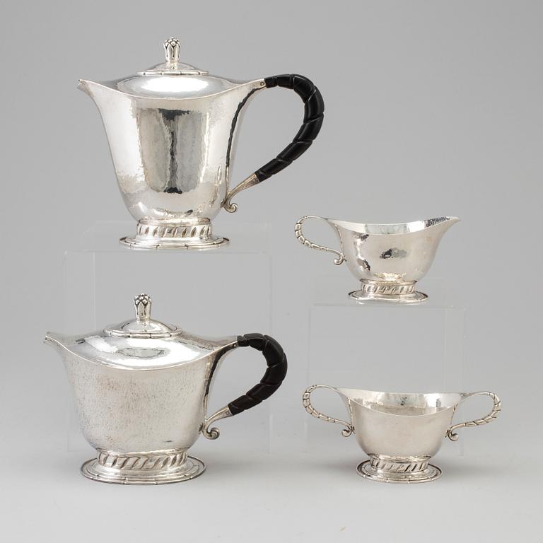 STEN DRAKENBERG, a four-piece silver tea and coffee set from Stockholm, 1924.