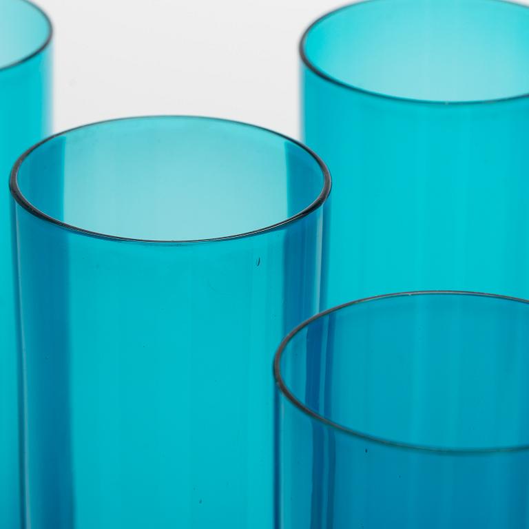 Nanny Still, a glass jug, model 1743, and drinking glasses 6 pcs, "Harlequin" Riihimäki Glassworks.