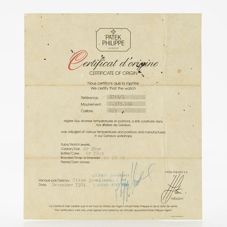 Patek Philippe, Geneva, Golden Ellipse, wristwatch, 27 x 32 mm.