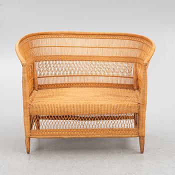 A rattan sofa and a pair of armchairs, second half of the 20th century.