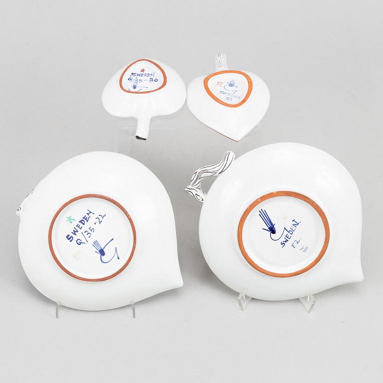 Stig Lindberg, four earthenware dishes, Gustavsberg studio.