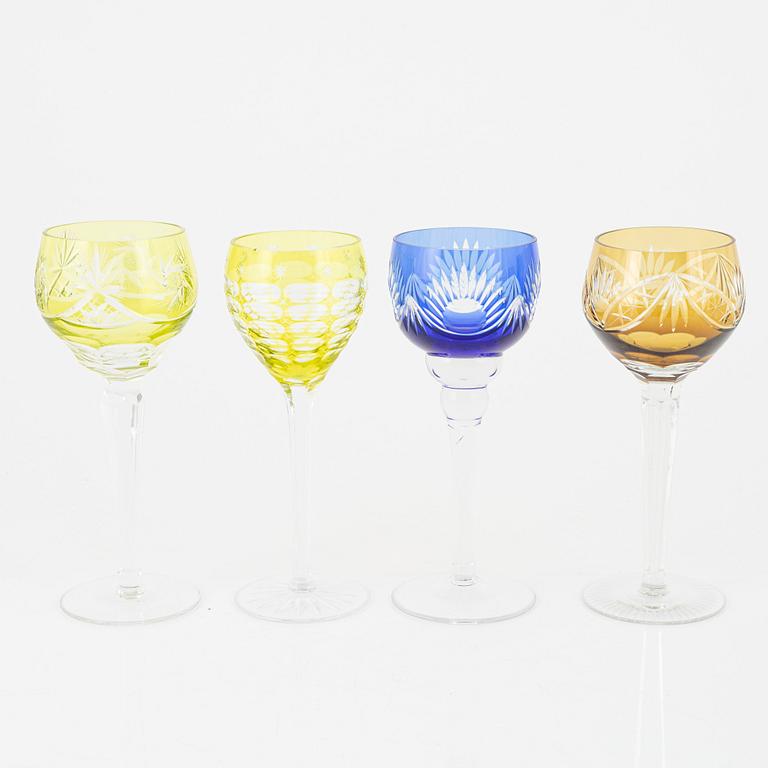 A set of 18 Bohemian style wine glasses, 20th Century.