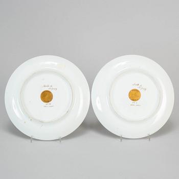 Two French enamelled porcelain dishes, Rouard, Paris, 20th century.