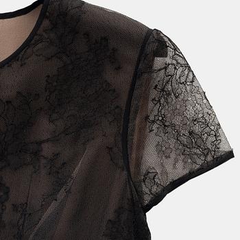 Valentino, a black lace dress, size 6.