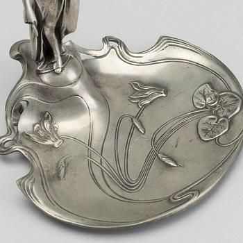 VISITKORTSFAT, tenn, Achille Gamba. jugendstil.