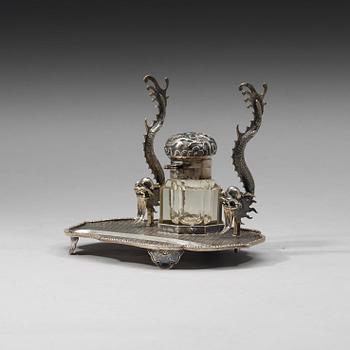 A Chinese silver desk set for writing, early 20th Century.