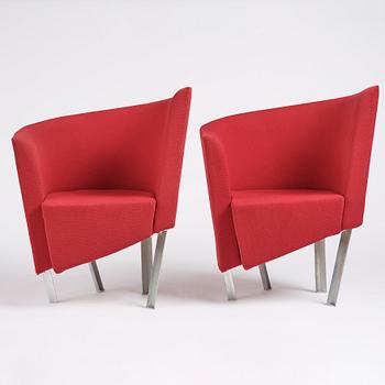 Paolo Pallucco, a pair of easy chairs for Gambe-Pallucco, Italy, 1980s.