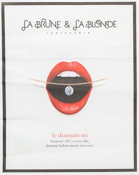 Rannekoru, 18K ruusukultaa ja briljanttihiottu timantti, La Brune & La Blonde Joaillerie, Ranska.