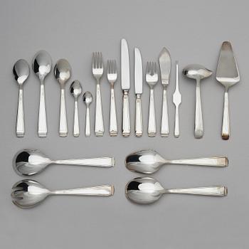 A sterling silverware set, model 'Art-Deco', 152 pieces and casket, Flensburg, Germany.