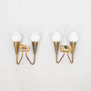 Harald Notini, pair of wall scones Böhlmarks 1950s.