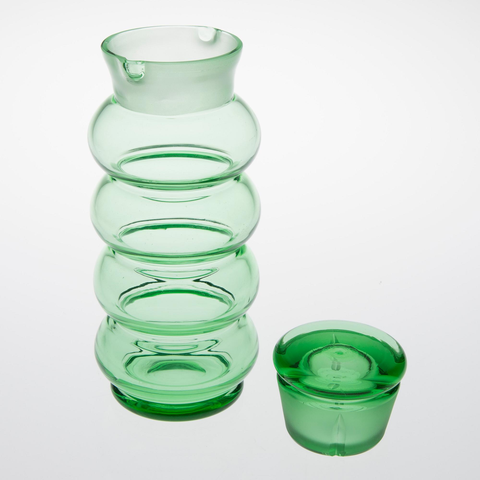 COCTAILSHAKER, gröntonat glas. Notsjö, 1940/50-tal.