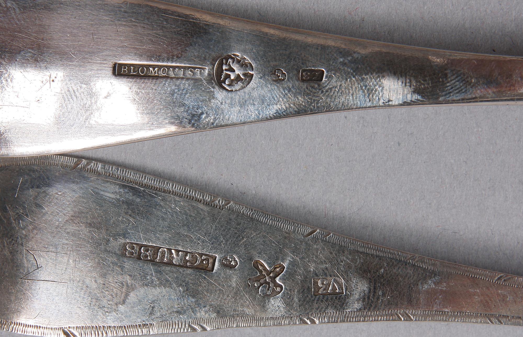 MATSKEDAR, 5 st, silver, flertal mästare och städer, bla L. Grubb, Sundsvall. 1800-tal.