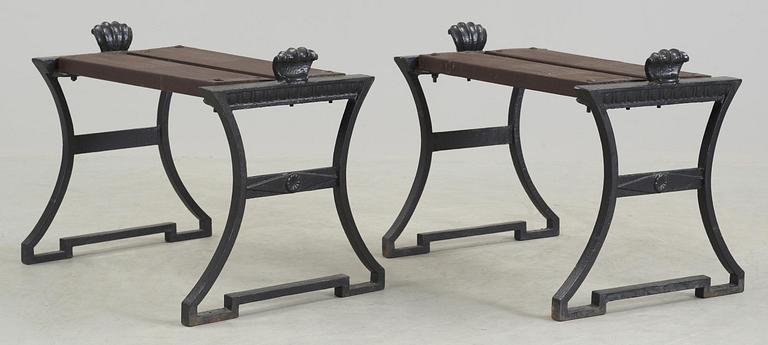 FOLKE BENSOW, taburetter, ett par, "Trädgårdsmöbel no 2", Näfveqvarns bruk.