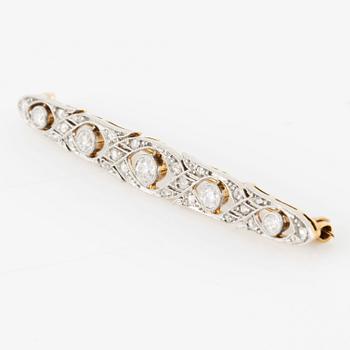 Brooch, gold and platinum set with old-cut and rose-cut diamonds.