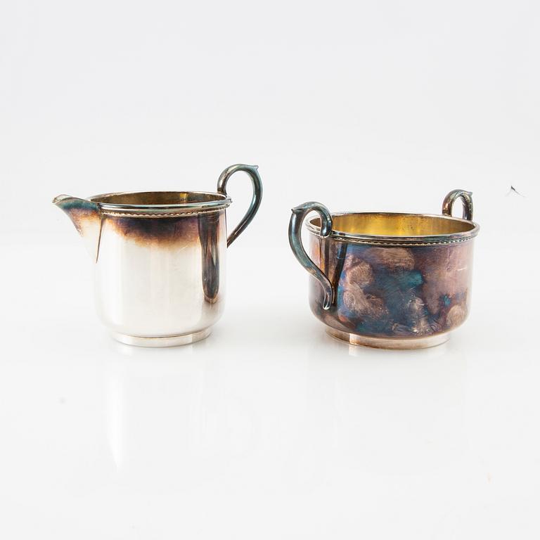 CG Hallberg sugar bowl and cream jug silver Stockholm 1953.