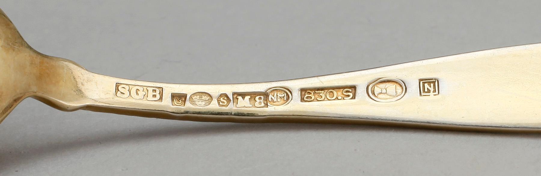 PARTI SILVER, 54 delar, bla GAB, Stockholm, 1900-tal. Vikt ca 835 gram.