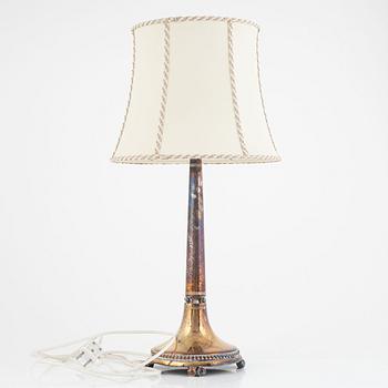 A silver plated table lamp, 1920's.