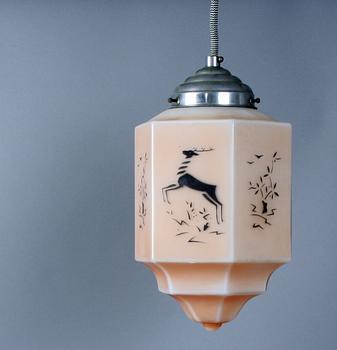 TAKLAMPA, glas, 1900-talets första hälft.