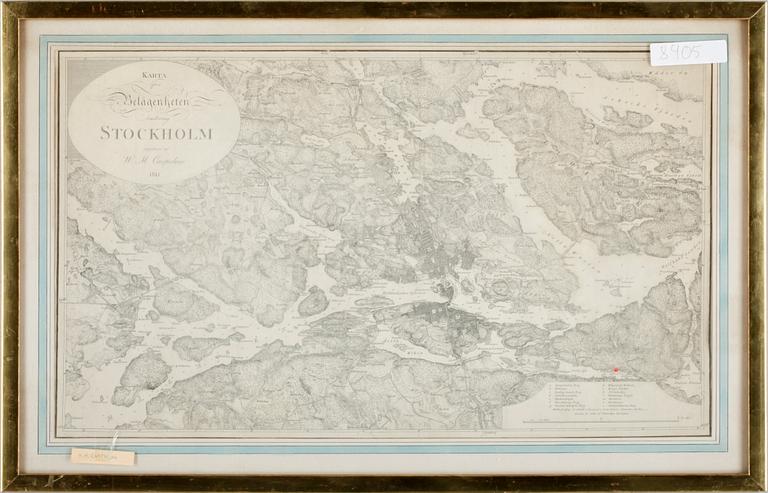 KARTOR, etsningar, 2st. Mälaren 1740-tal och Stockholm, 1817.