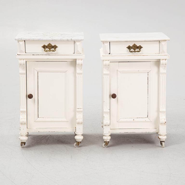 Bedside tables, a pair, late 19th century.