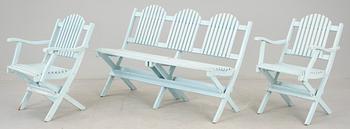 TRÄDGÅRDSMÖBLER, 5 delar, omkring 1900-talets mitt.