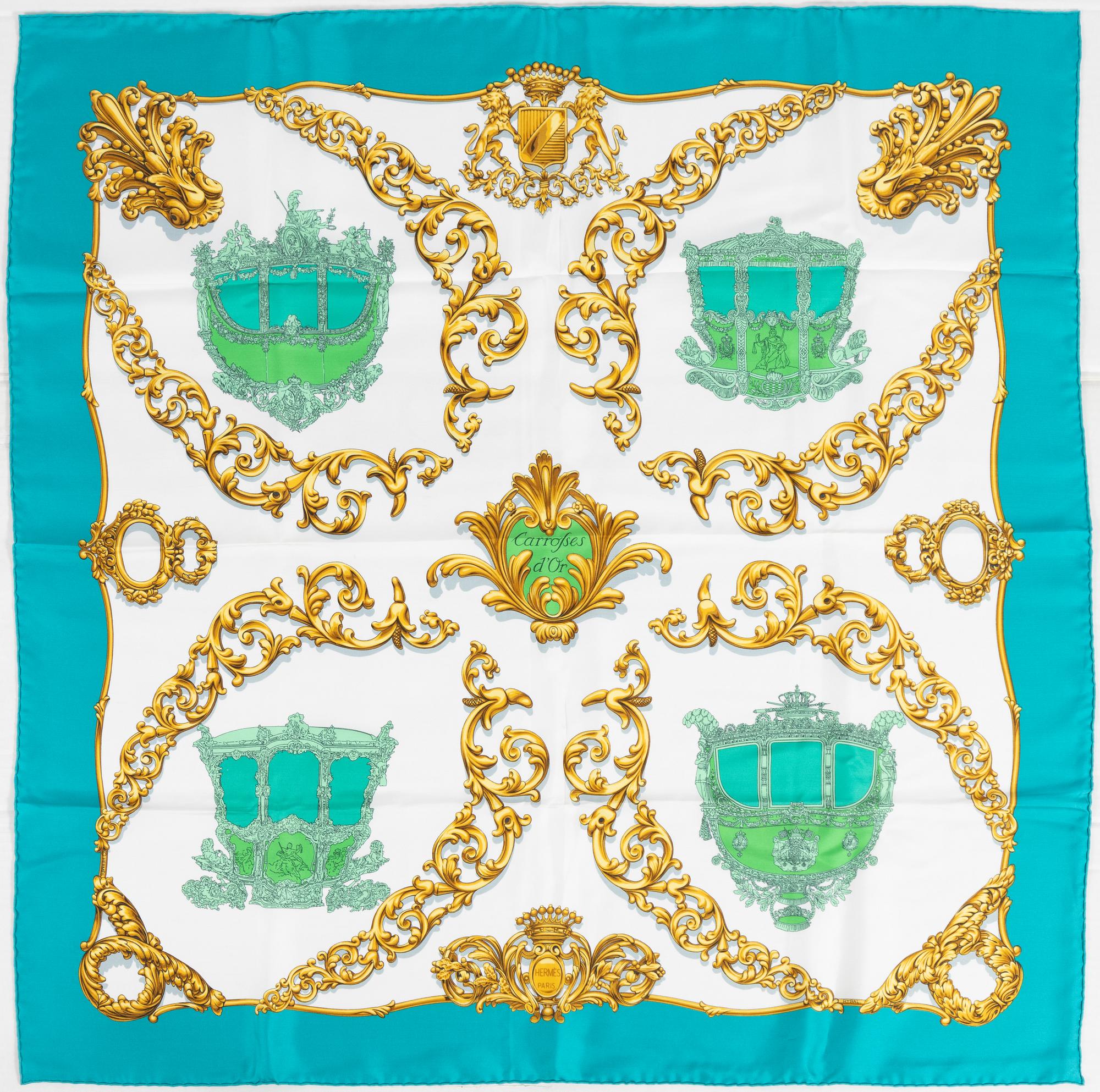 Hermès, scarf, "Carriages D'Or".