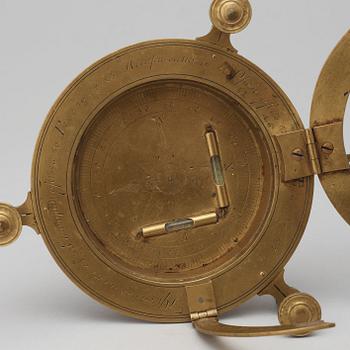 A Russian 18/19th century brass equinoctial sundial.