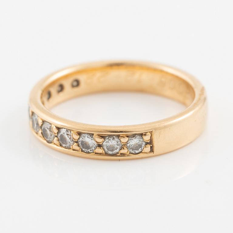 Ring, half eternity, gold with brilliant-cut diamonds.