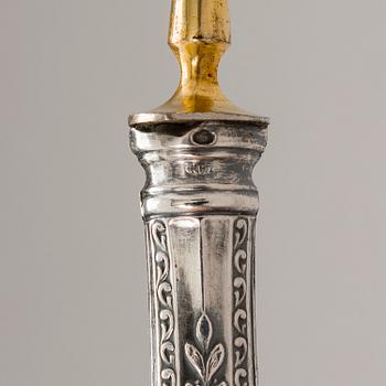 SERVERINGSBESTICK, 2 par, silver och förgyllt stål, Karl Hohmann, Pforzheim, Tyskland, 1920-30-tal.