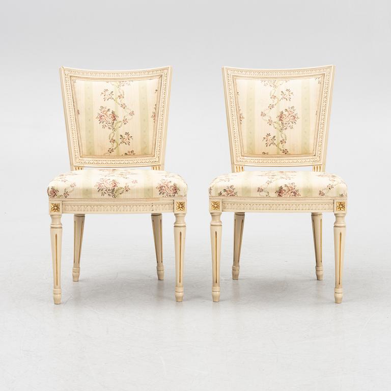 Six Gustavian style chairs, second half of the 20th Century.