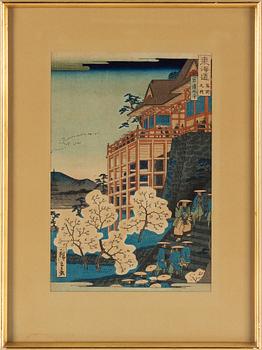 Utagawa Hiroshige II (Shigenobu), efter, färgträsnitt, Japan, sent 1800-tal.