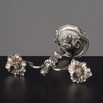 KANDELABRAR, för två ljus, Sverige, 1700-talets andra hälft, rokoko.