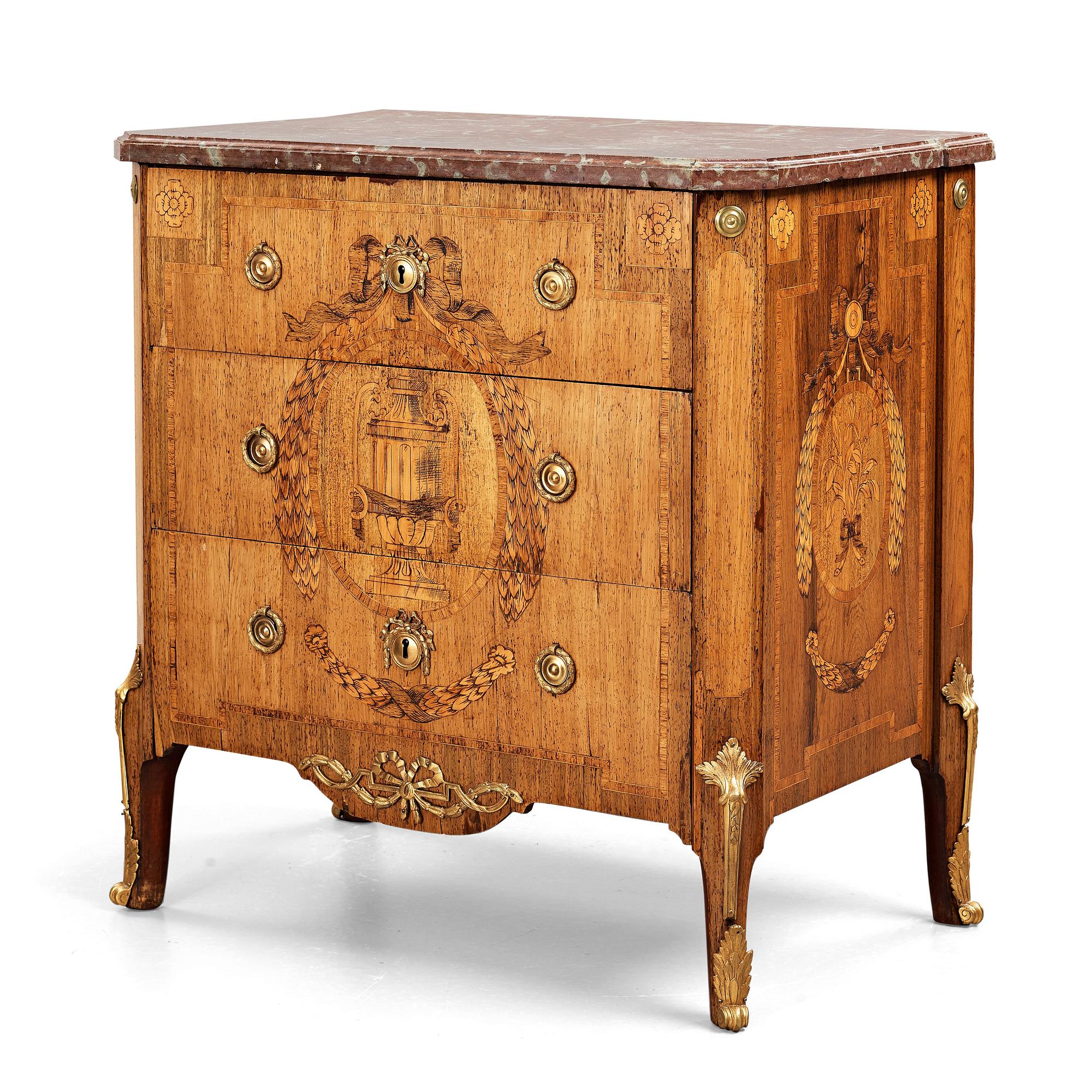 A Gustavian 18th century commode in the manner of Johan Wilhelm Metzmacher (master in Stockholm 1769-1783).