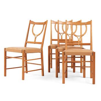 361. Josef Frank, a set of four cherry wood chairs, Svenskt Tenn, Sweden 1950s-1960s, model 2238.