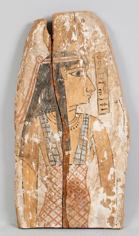 SARKOFAGFRAGMENT, trä, Egypten.
