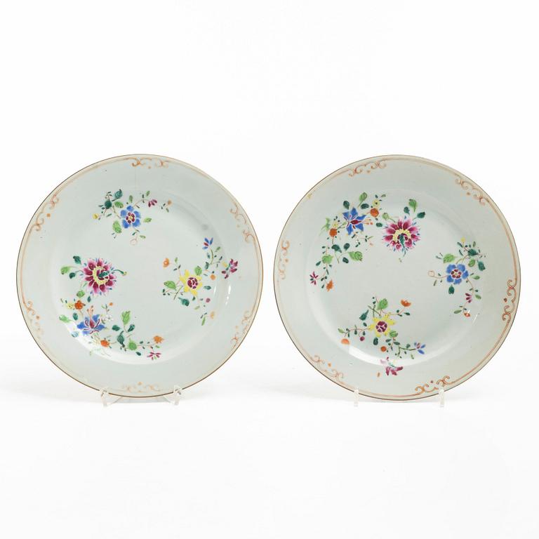 Six Famille Rose porcelain plates, China, Qianlong (1736-95).