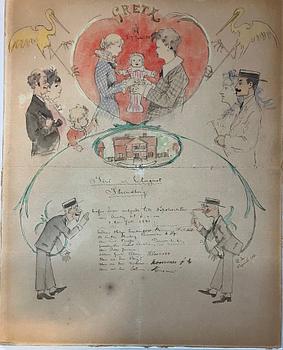 Carl Larsson, ink and watercolour, signed C.L. and dated Kymmendö 1881.