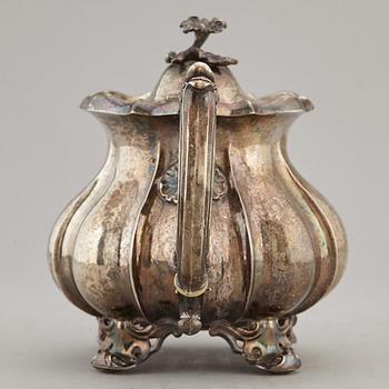 CHRISTIAN HAMMER, kaffekanna, silver, nyrokoko, Stockholm 1857.