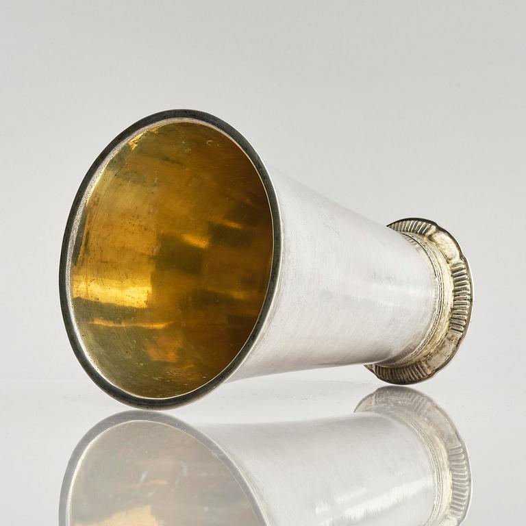 A Swedish 18th century parcel-gilt silver beaker, mark of Christoffer Wasserman, Lindesberg (1734-1770).