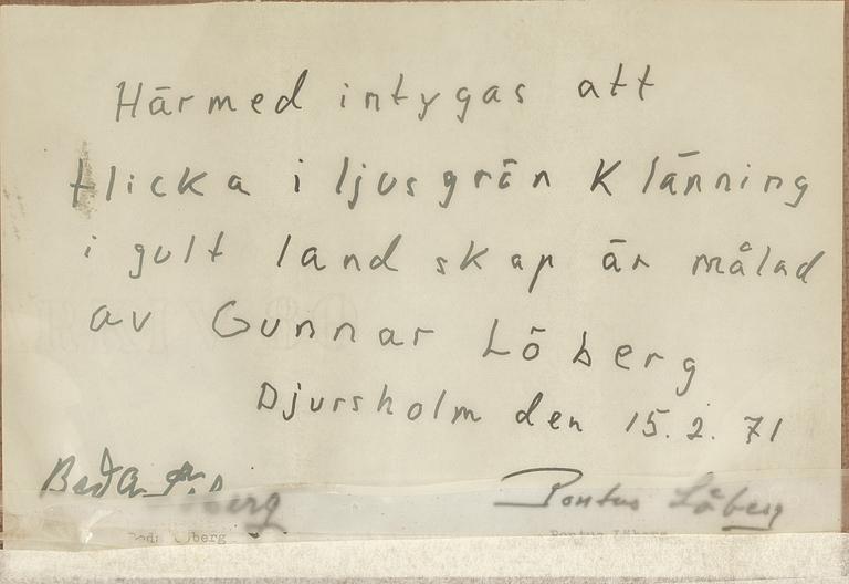 GUNNAR LÖBERG, oil on panel, signed and dated on verso 1949.